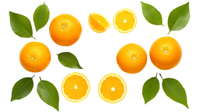 set of oranges fruits on transparent background Remove png created with Generative AI, Clipping Path