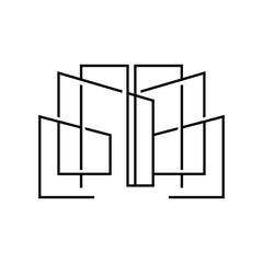 Skyline Logo, Simple Modern Design of Skyscrapers, Vector Cityscape Buildings, Icon Silhouette Illustration