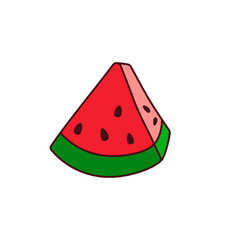 Hand-drawn watermelon on a transparent background. Isolated vector illustration of slice watermelon