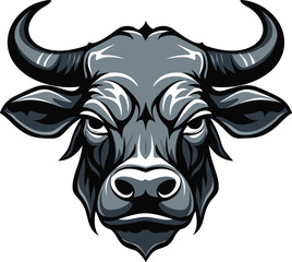 Head of Angry bull, vector illustration, isolated on white background.
