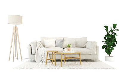 Interior furniture set 3D render. Living room house floor template background mockup design , isolated on transparent background.