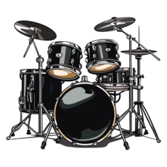 Fotobehang drum set kit musical instruments illustration © Ann