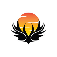 Wing Logo Design, Vector Eagle Falcon Wings, Beauty Flying Bird, Illustration Symbol