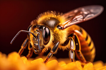 close up of the honey bee