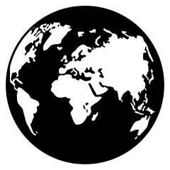 World Map on Globe Silhouette, can use for Icon, Symbol, App, Website, Pictogram, Logo Type, Art Illustration or Graphic Design Element. Format PNG