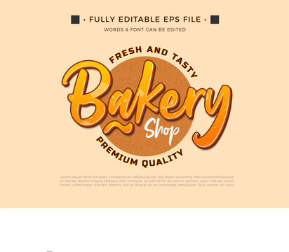Bakery shop label with text effect editable