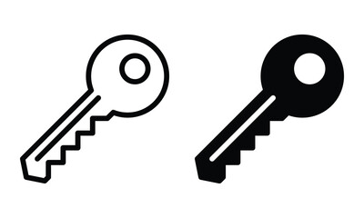 Key icon with outline and glyph style.