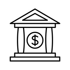 Bank building dollar icon. Banking, finance concept.