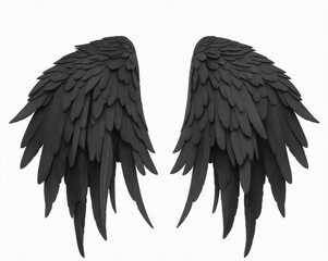 black angel wings isolated on white background Generative AI