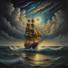 ship in the sea ai generative