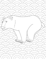 Polar bear ice coloring page with pattern background for adults and kids