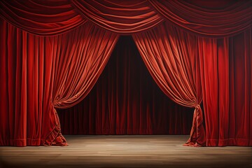 劇場の赤いカーテン,Generative AI AI画像