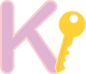 K for Key Alphabet Vector image