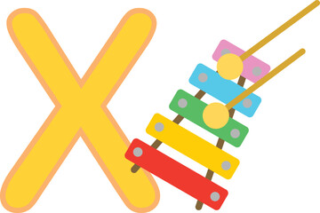 X for Xylophone Alphabet Vector image