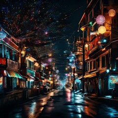 Night view of city Street, Generated using AI