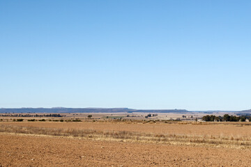 Fototapeta na wymiar Free State farm lands showing winter stage of agriculture crop farming