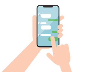 スマホでメッセージ送る手元のイラスト