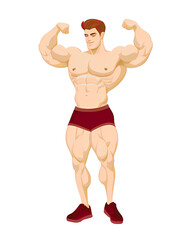 Fototapeta premium Bodybuilder man vector illustration, transparent png, Generative AI 