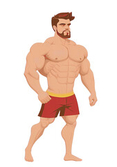 Fototapeta premium Bodybuilder man vector illustration, transparent png, Generative AI 
