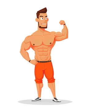 Bodybuilder man vector illustration, transparent png, Generative AI	