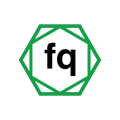 FQ company monogram with green diamond. FQ icon.