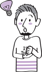 手描きイラスト2色 旅行者の反応　「おもいついた！」インバウンド