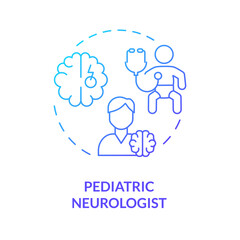 Pediatric neurologist blue gradient concept icon. Nervous system. Brain doctor. Neurological disorder. Child development. Medical care abstract idea thin line illustration. Isolated outline drawing