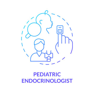 Pediatric Endocrinologist Blue Gradient Concept Icon. Endocrine System. Hormonal Imbalance. Children Doctor. Medical Center Abstract Idea Thin Line Illustration. Isolated Outline Drawing