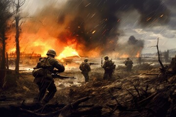 Illustration of a soldier at war