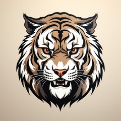 Illustration of a tiger head. Tiger head logo.
