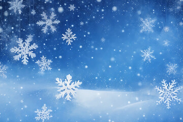 Fototapeta na wymiar Blue Christmas snow sparkling background Ai Generated