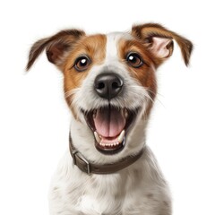 Portrait of Jack russell terrier dog breed on white background