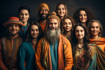 Fototapeta premium Portrait of multiracial and multiethnic young people group. Diversity an tolerance concept. Generative AI.