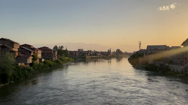 Water fresh in river Jhelum in Srinagar downtown area an old city.