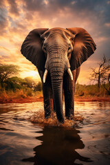 Fototapeta na wymiar Elephant, Wildlife Photography, Generative AI