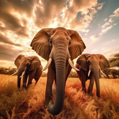 Naklejka na ściany i meble Elephant, Wildlife Photography, Generative AI