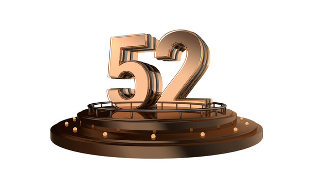 Creative gold  3d number 52