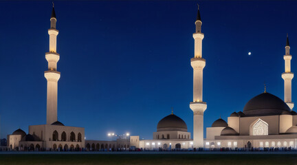 Fototapeta na wymiar Portrait mosque in night. Generative AI.