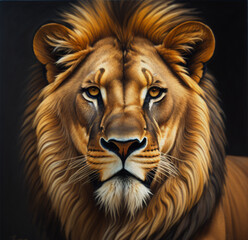 oil painting lion head ai generative