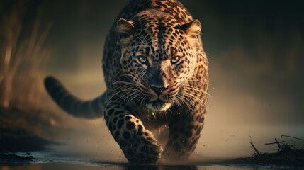 Obraz premium leopard in the fog