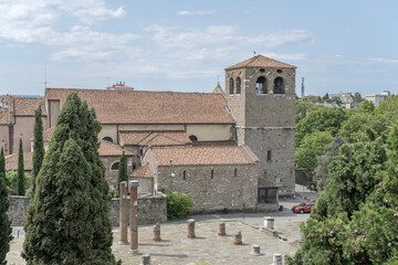Fototapeta na wymiar san Giusto cathedral north side, Trieste, Friuli, Italy