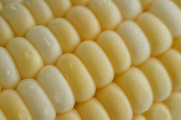 Corn cob yellow grains extreme macro. Corn seeds texture. Ecological product, organic gardening, food and crop production, organic farming