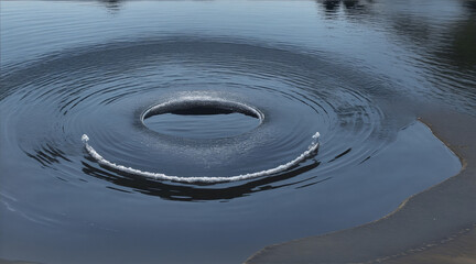 Fototapeta na wymiar Serene water rings photograph. Generative AI.