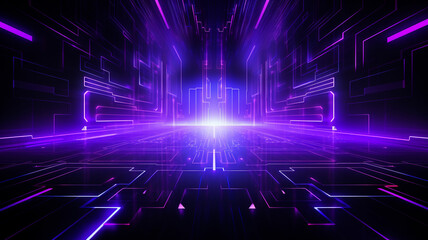 Abstract technology background neon circuit purple neon. Technology concept. Generative AI.