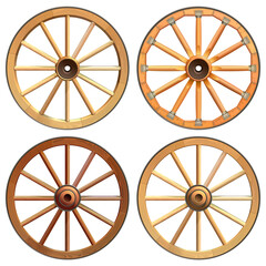 Vector Old Wooden Wheels Set - obrazy, fototapety, plakaty