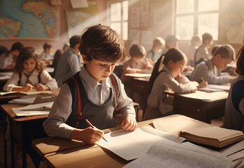 Fototapeta premium AI-generated image of students in a classroom