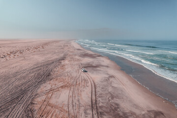 Offroad trip on the beach of Namibia at Zeila Shipwreck, Skeleton Coast