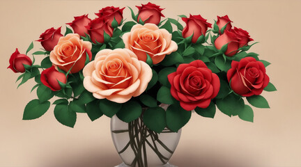 Beautiful decorative rose flowers. Generative AI.