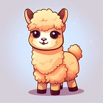 cartoon sheep or llama alpaca. Generative ai