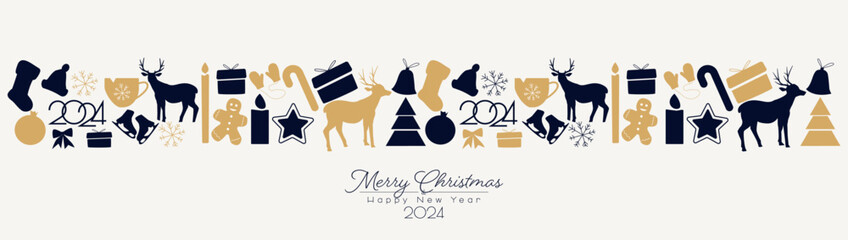 Merry Christmas and Happy New Year 2024 banner.